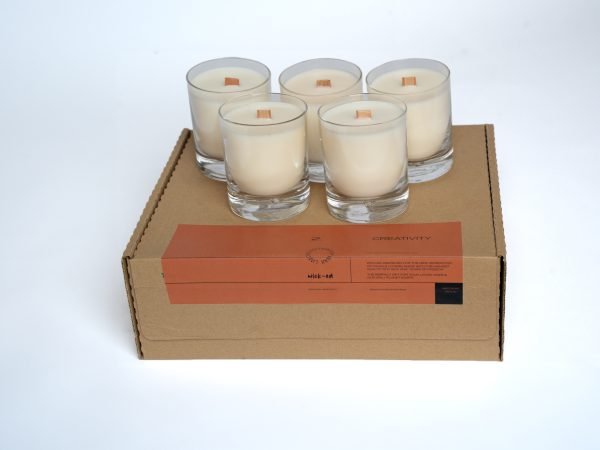 Orange candle and box white